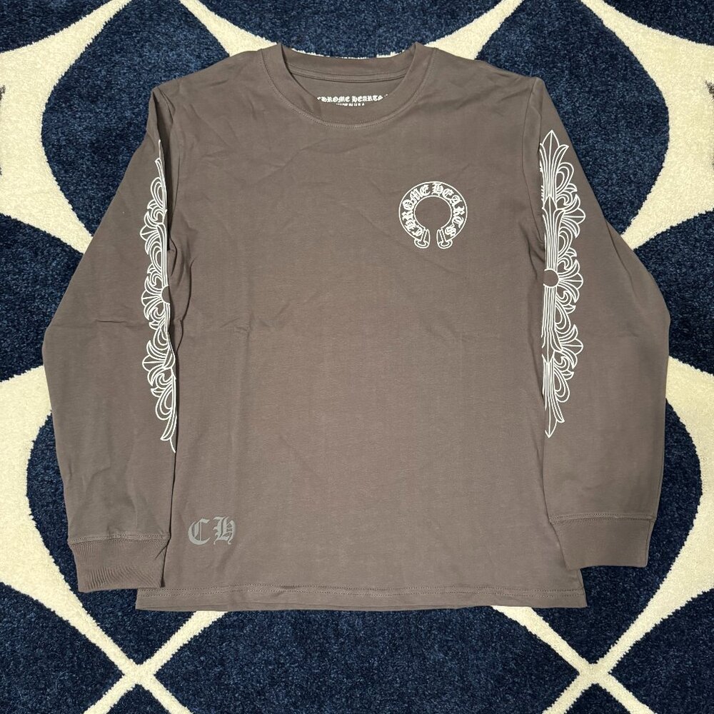 Chrome Hearts Horseshoe Floral Gray Longsleeve Mens Large